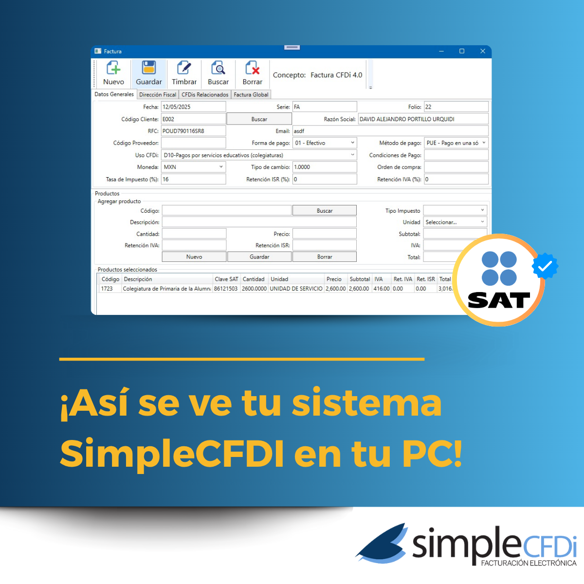 Facturación Electrónica con 250 Timbres Fiscales