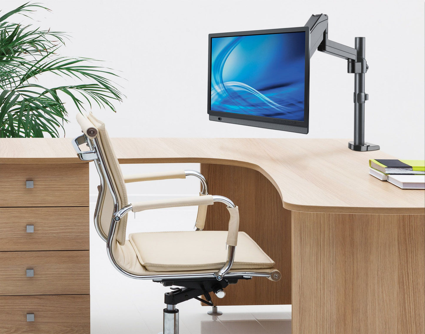 Soporte universal de pared para monitor MANHATTAN con pistón a gasSoporta un monitor de 17