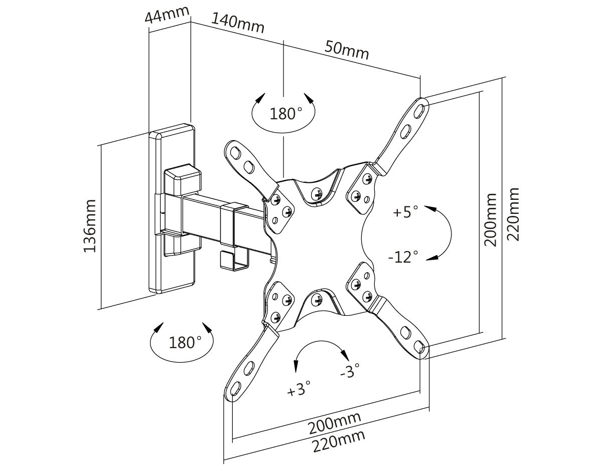 Soporte de Pared Movil para TV 13" a 42"