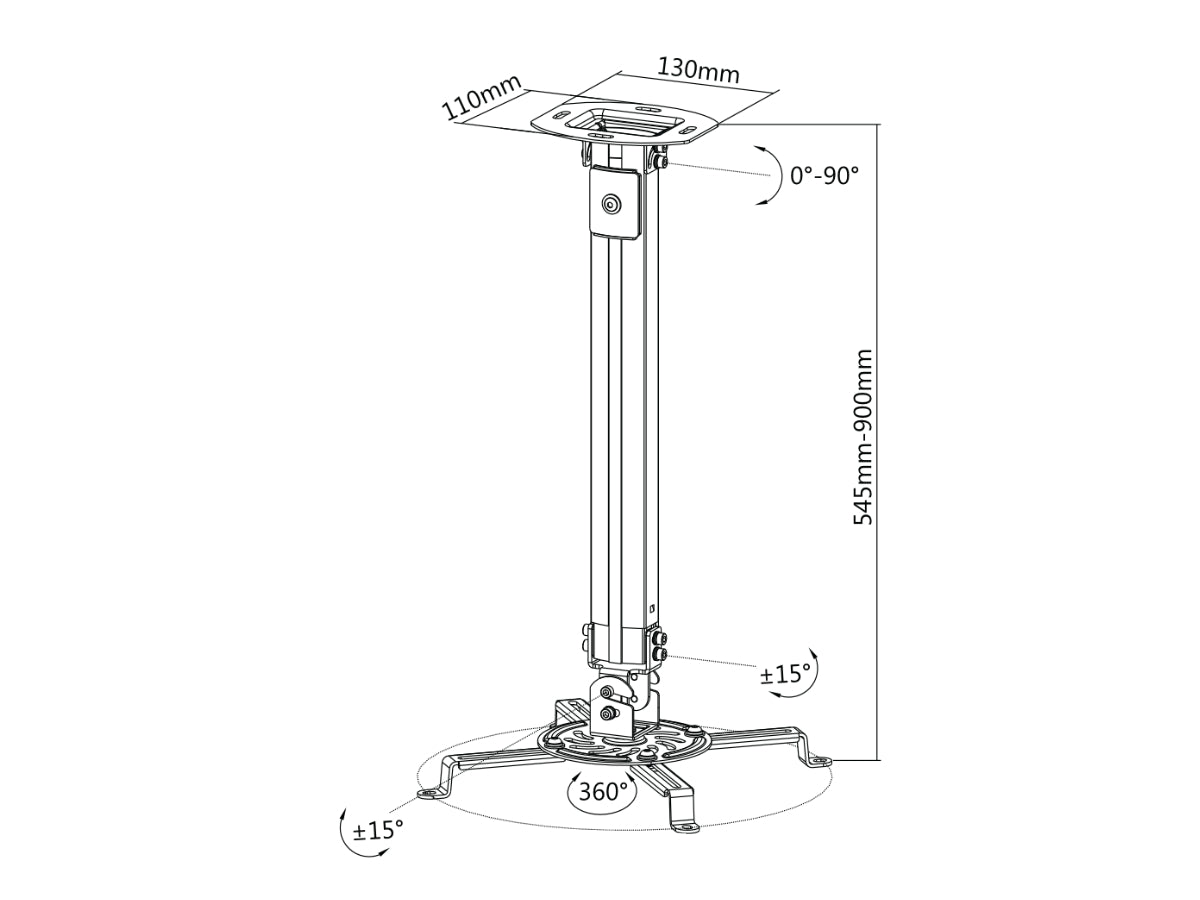 Soporte de Acero para Proyector OVALTECH OVPR-900MM