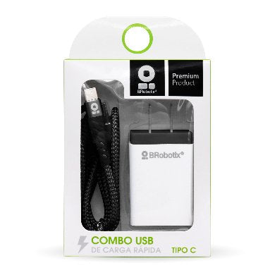 CARGADOR BROBOTIX USB C/CABLE TIPO C CARGA RÁPIDA 963325