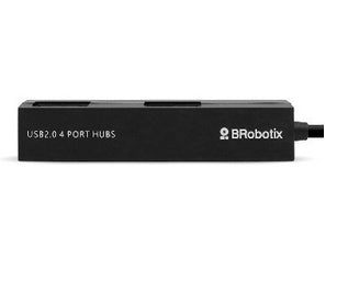 Hub USB V2.0, Compacto, 4 Puertos, Negro BROBOTIX 497677