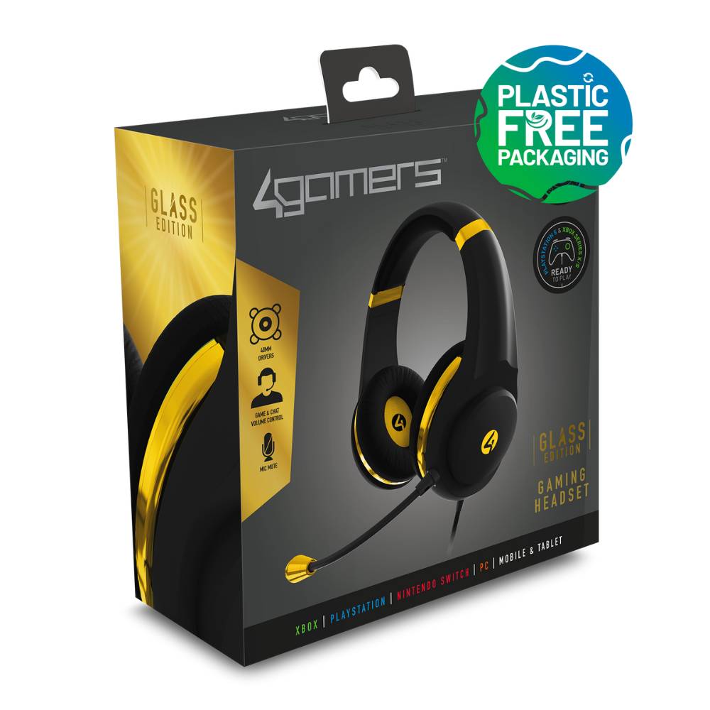 Auriculares Gaming 4Gamers XP-GOLDBLK-M-4G