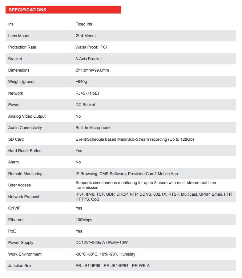 Cámara Domo IP H.265 PROVISION-ISR DI-320IPS-VF