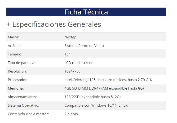 Sistema POS Nextep NE522