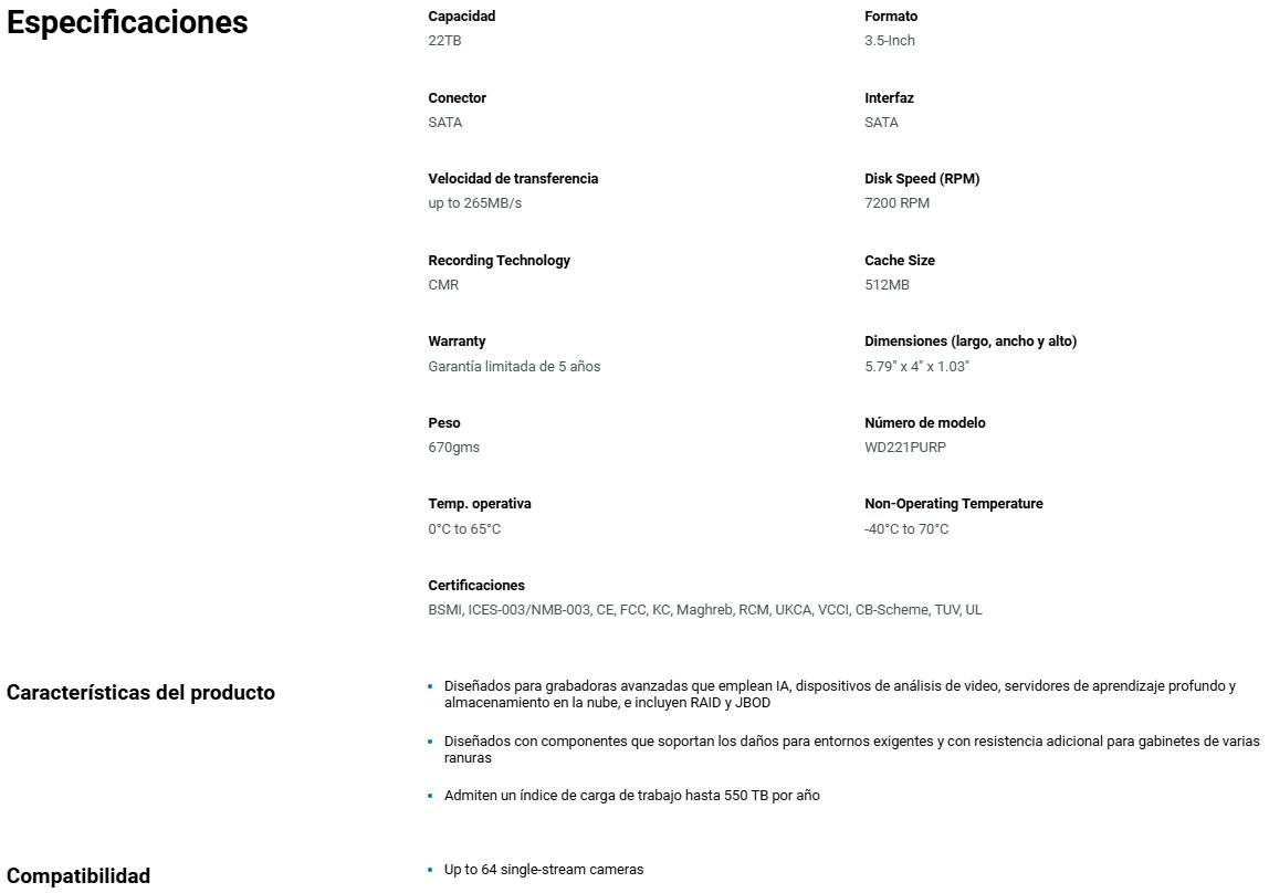 Disco Duro WESTERN DIGITAL WD221PURP