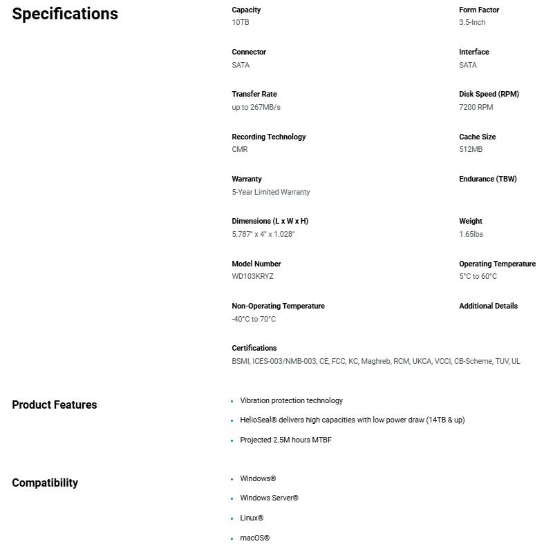 Discos Duros WESTERN DIGITAL WD103KRYZ