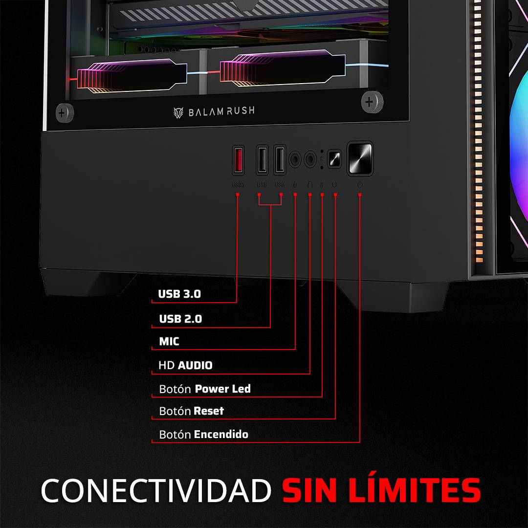 Gabinetes Gaming Balam Rush NITROX EDGE PRO CRYSTAL 4900C