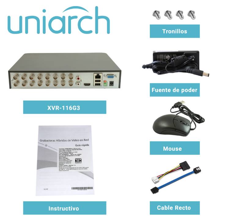 DVR Pentahíbrido UNIARCH XVR-116G3