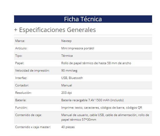 Mini Impresora Nextep NE-512
