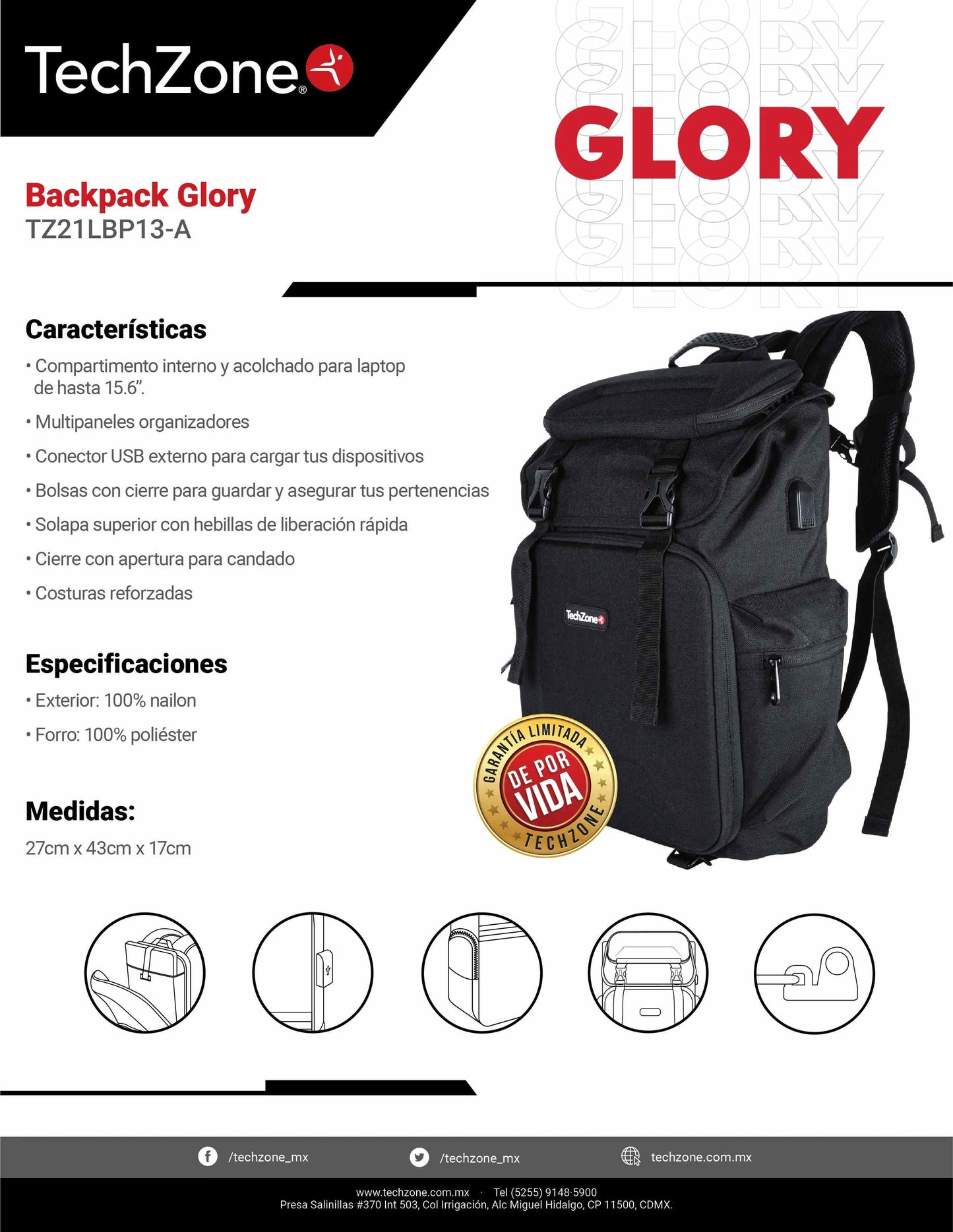 Backpack TECHZONE TZ21LBP13-B