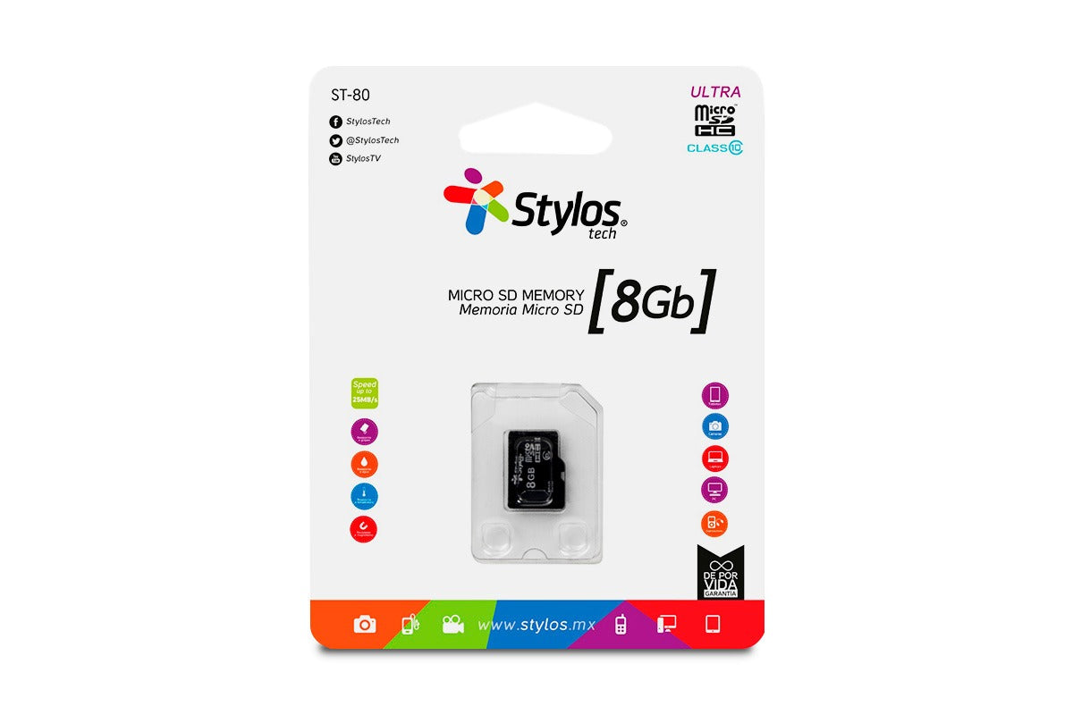 Memoria Micro SD 8GB Stylos STMSDS1B