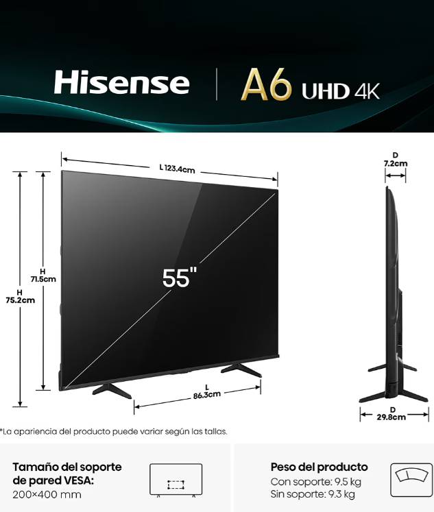 Televisiones Hisense 55A65NV