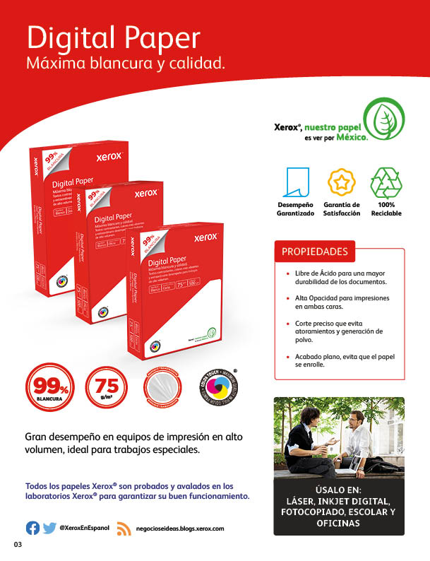 Papel Bond Digital Paper Oficio XEROX Rojo