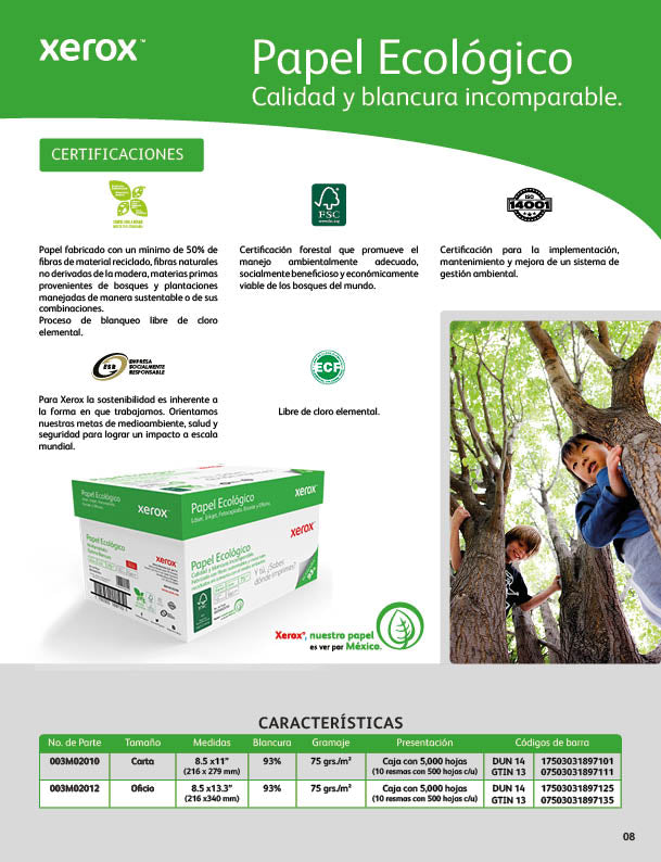 Papel Bond Ecológico Oficio XEROX Ecológico
