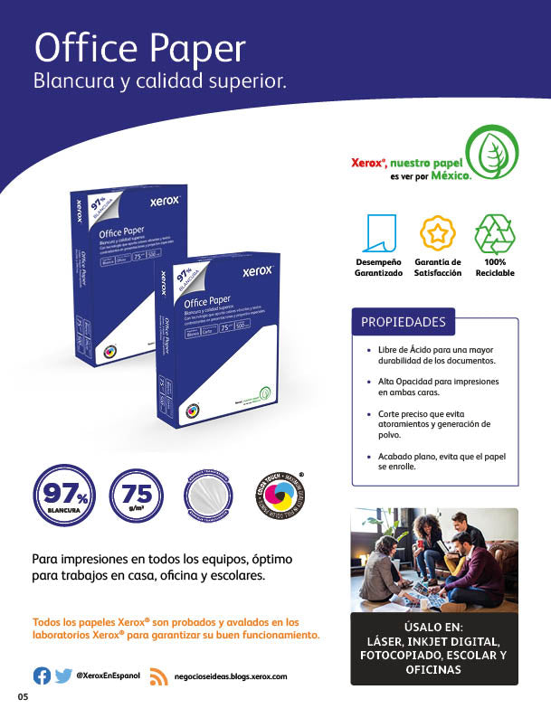 Papel Bond Office Paper Oficio XEROX Azul