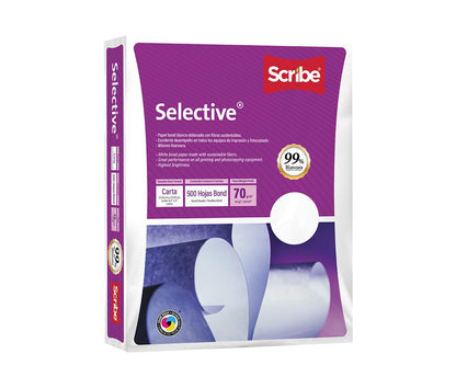 Papel Cortado Scribe Selective Carta 99% Blancura 70gr Caja C/5000 Hojas