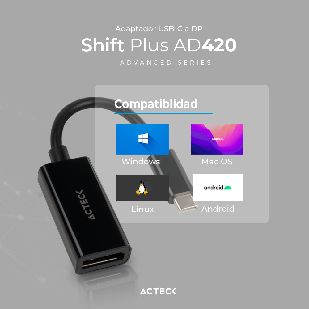Adaptador USB-C a Displayport ACTECK AD420