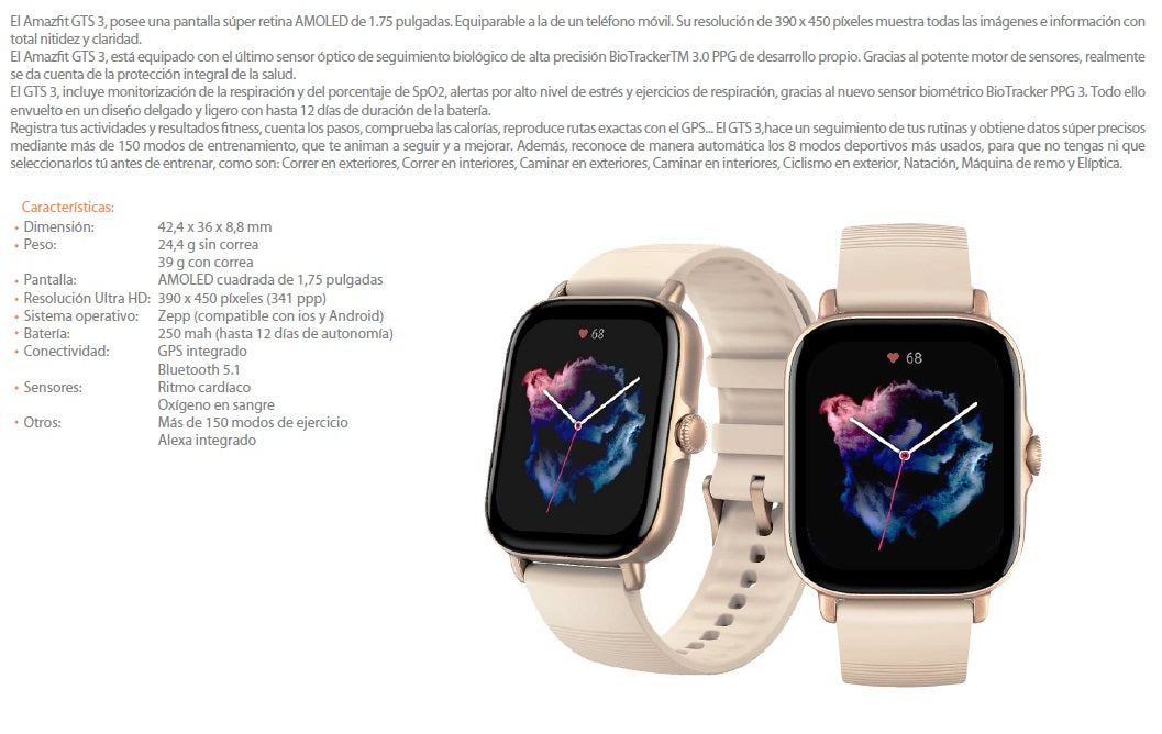 Smartwatch Amazfit GTS 3