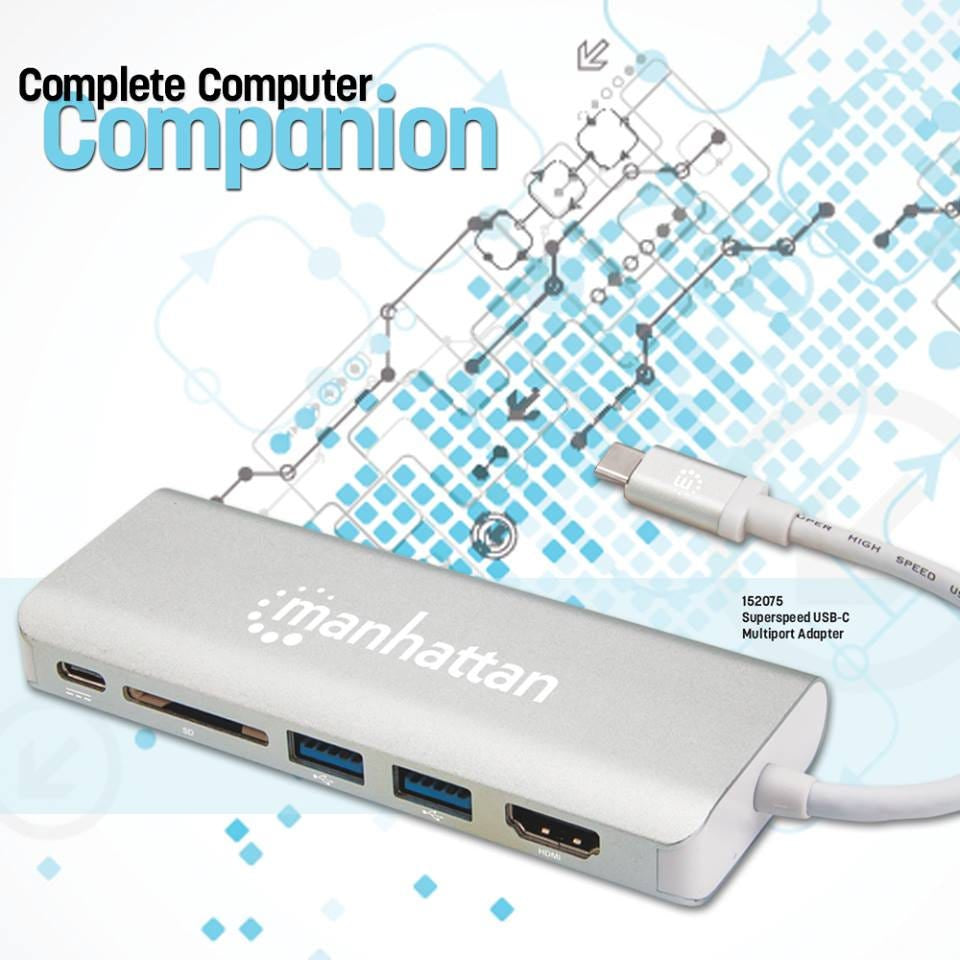 Estación Docking USB Tipo-C 6 en 1 MANHATTAN 152075