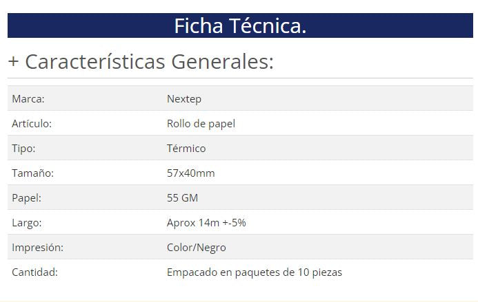 Rollo de papel térmico Nextep NE-528