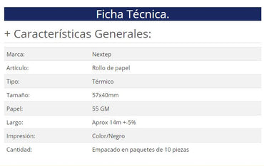 Rollo de papel térmico Nextep NE-528