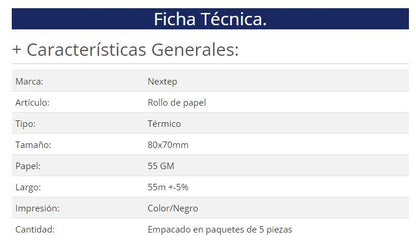 Rollo de papel térmico Nextep NE-529