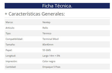 Rollo de papel térmico Nextep NE-529M