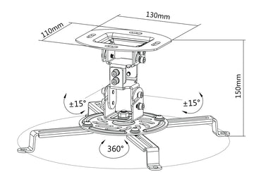 Soporte de Acero para Proyector OVALTECH OVPR-150MM