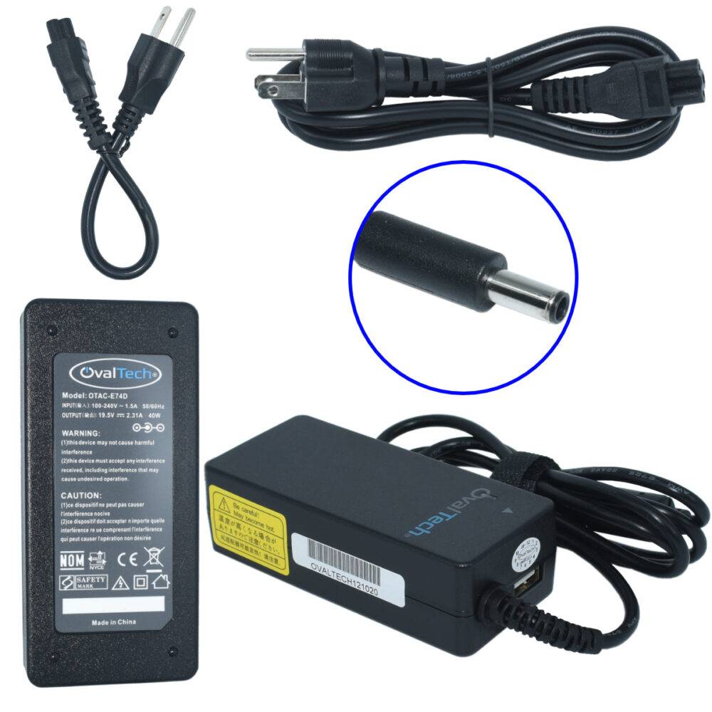 Adaptador de corriente para laptop OVALTECH 19.5V/2.31AH para DELL Dell XPS 13 9343-4143 Notebook Dell XPS 13 L322X Ultrabook Dell Ultrabook