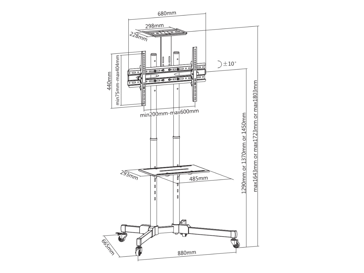 Soporte de Piso Móvil para TV OVALTECH OVTV-CA3770