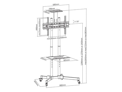 Soporte de Piso Móvil para TV OVALTECH OVTV-CA3770