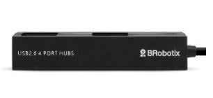 Hub USB V2.0, Compacto, 4 Puertos, Negro  BROBOTIX 497677