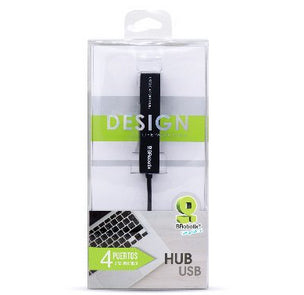 Hub USB V2.0, Compacto, 4 Puertos, Negro  BROBOTIX 497677