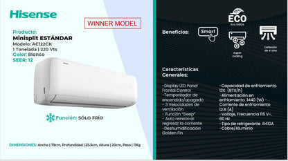 Minisplit Hisense AC122CK