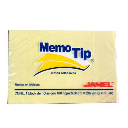 NOTAS ADHESIVAS JANEL MEMO TIP 2X3 AMARILLA 100H C/12