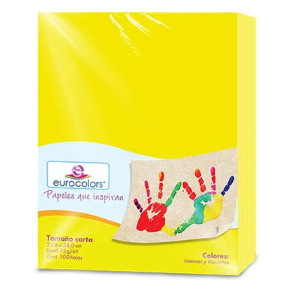 Papel Cortado Eurocolors Carta Amarillo C/100