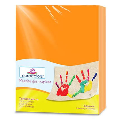 Papel Cortado Eurocolors Carta Naranja Vibrante C/100