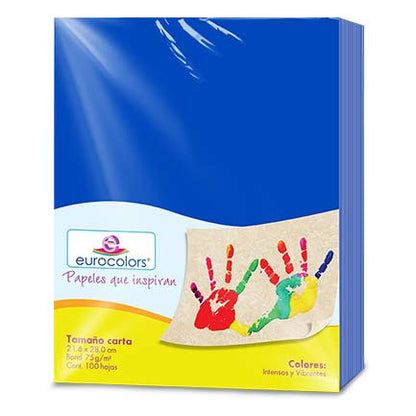 Papel Cortado Eurocolors Carta Azul C/100
