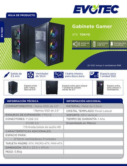 Gabinete Gaming EVOTEC EV-1021