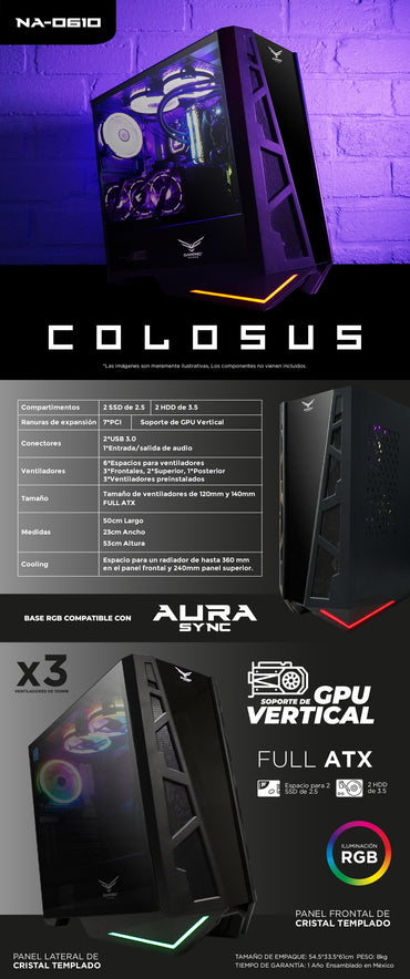 Gabinete Gaming Colosus  Naceb Gaming NA-0610
