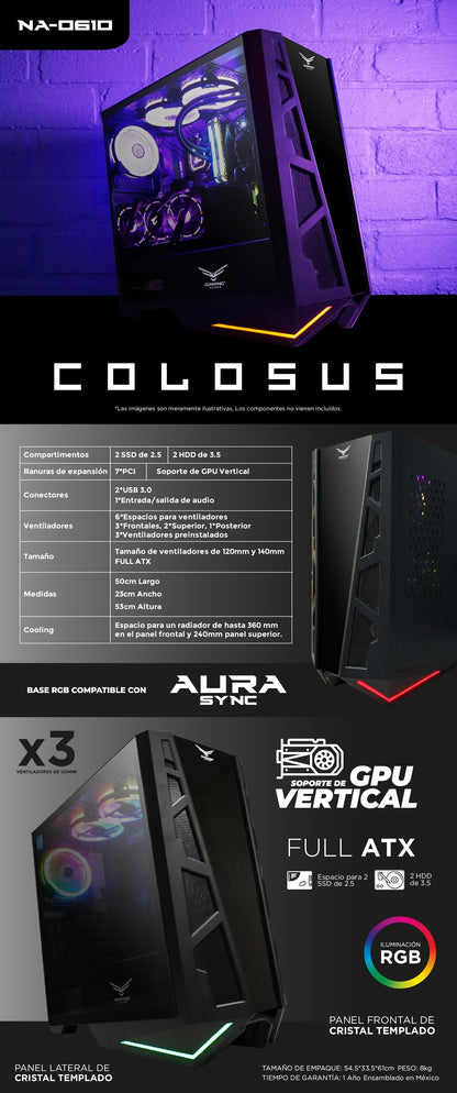 Gabinete Gaming Colosus  Naceb Technology NA-0610