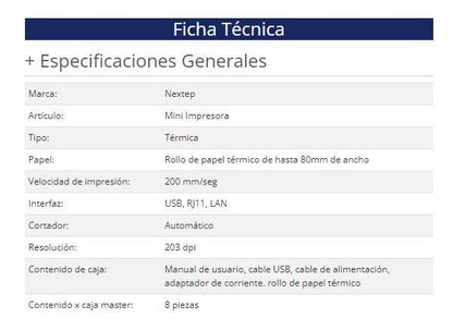 Mini Impresora POS Nextep NE-511