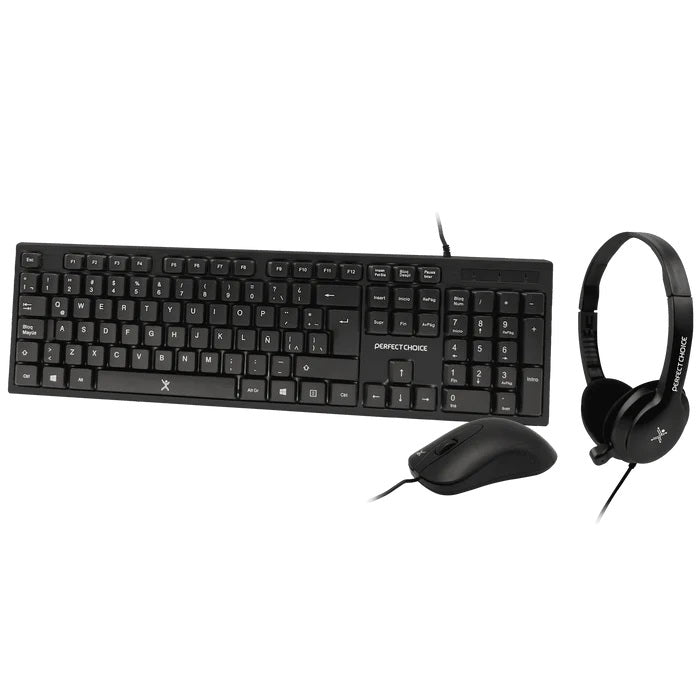 Kit Teclado+Mouse+Diadema para Oficina  PERFECT CHOICE PC-201717