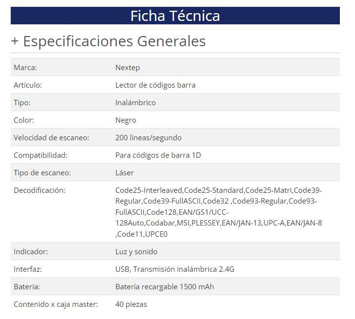 Lector de Código de Barra Nextep NE-500I