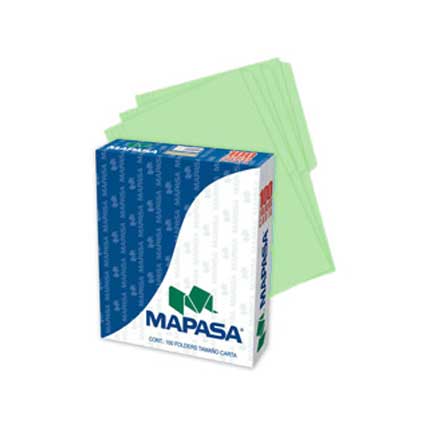 FOLDERS MAPASA VERDE CARTA C/100