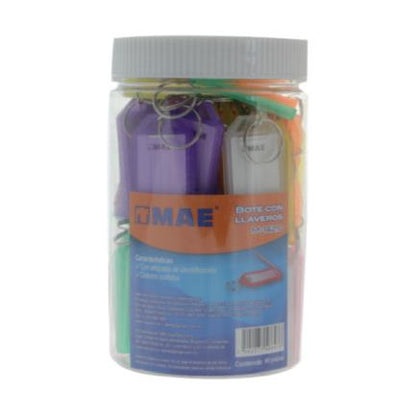 Bote Mae con 60 Llaveros Colores Surtidos