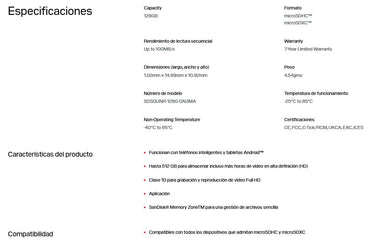 Memoria Flash  SANDISK SDSQUNR-128G-GN3MA