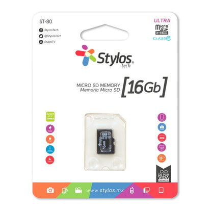 Memoria Micro SD 16GB Stylos STMSDS2B