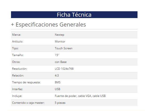 Monitor Touch Screen Nextep NE-520